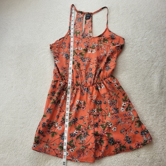 City Streets Wide Leg Orange Romper with Floral Pattern Women's Size Small - Picture 5 of 5